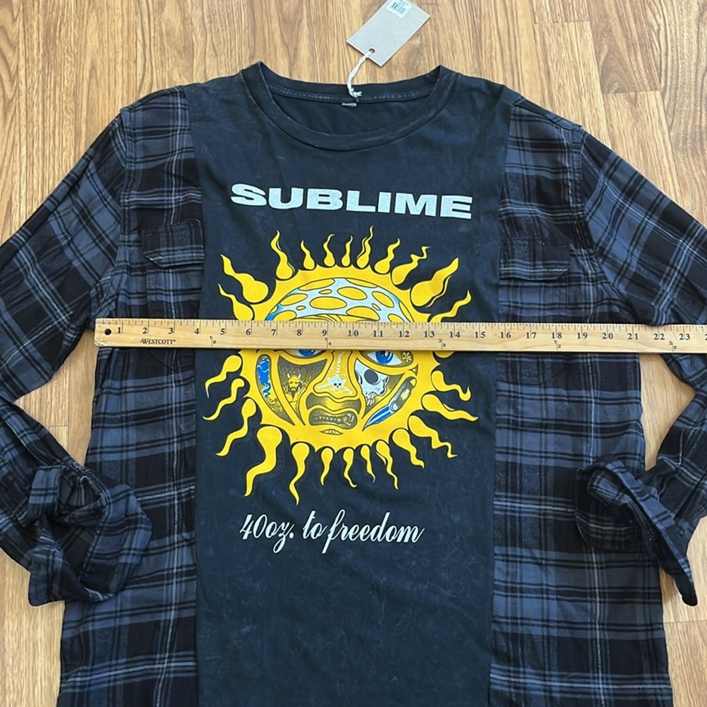Sublime Flannel Shirt / Sweatshirt upcycled one of a kind unisex one size