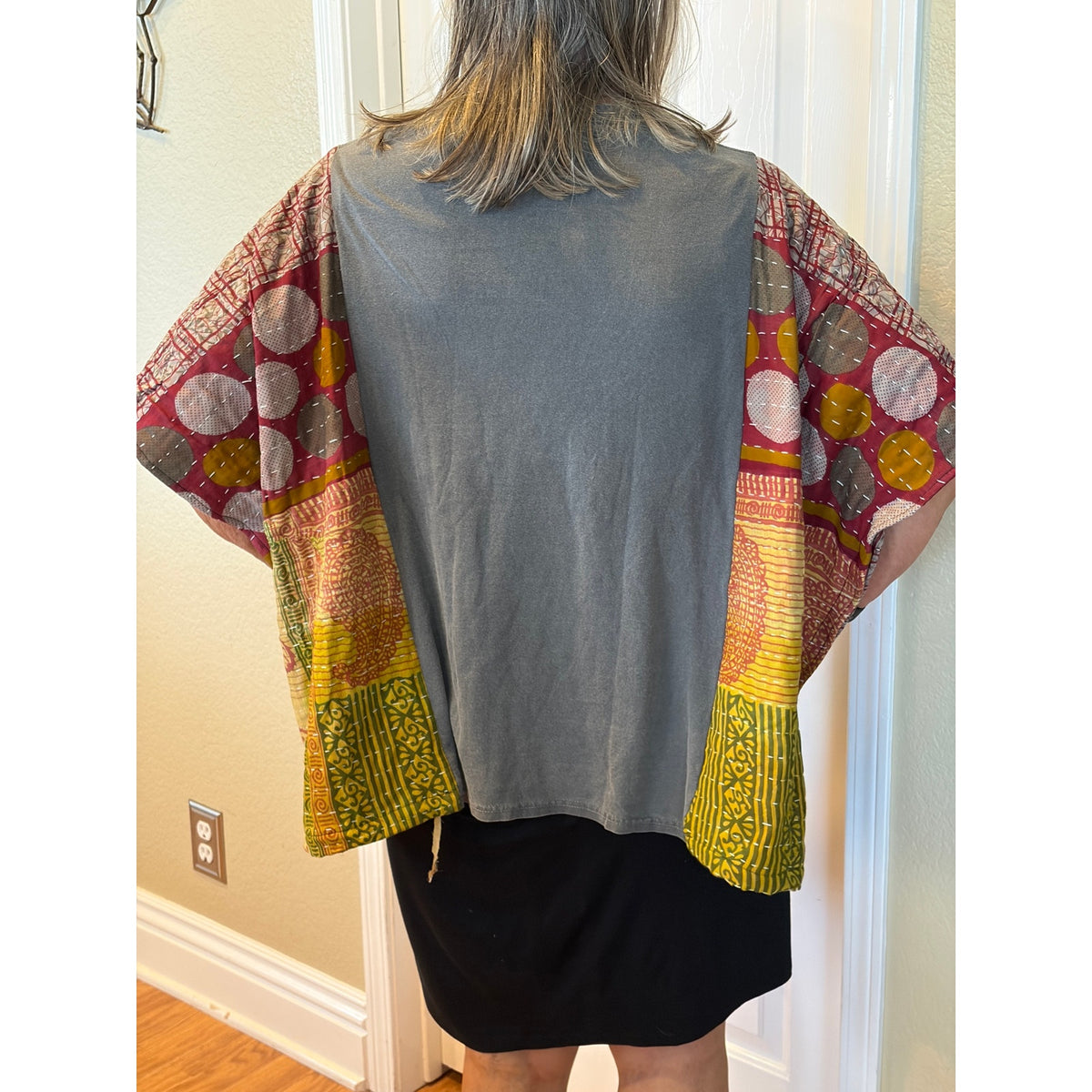 Frida Kahlo Upcycled Kantha Tunic Top Shirt OS Handmade Boho