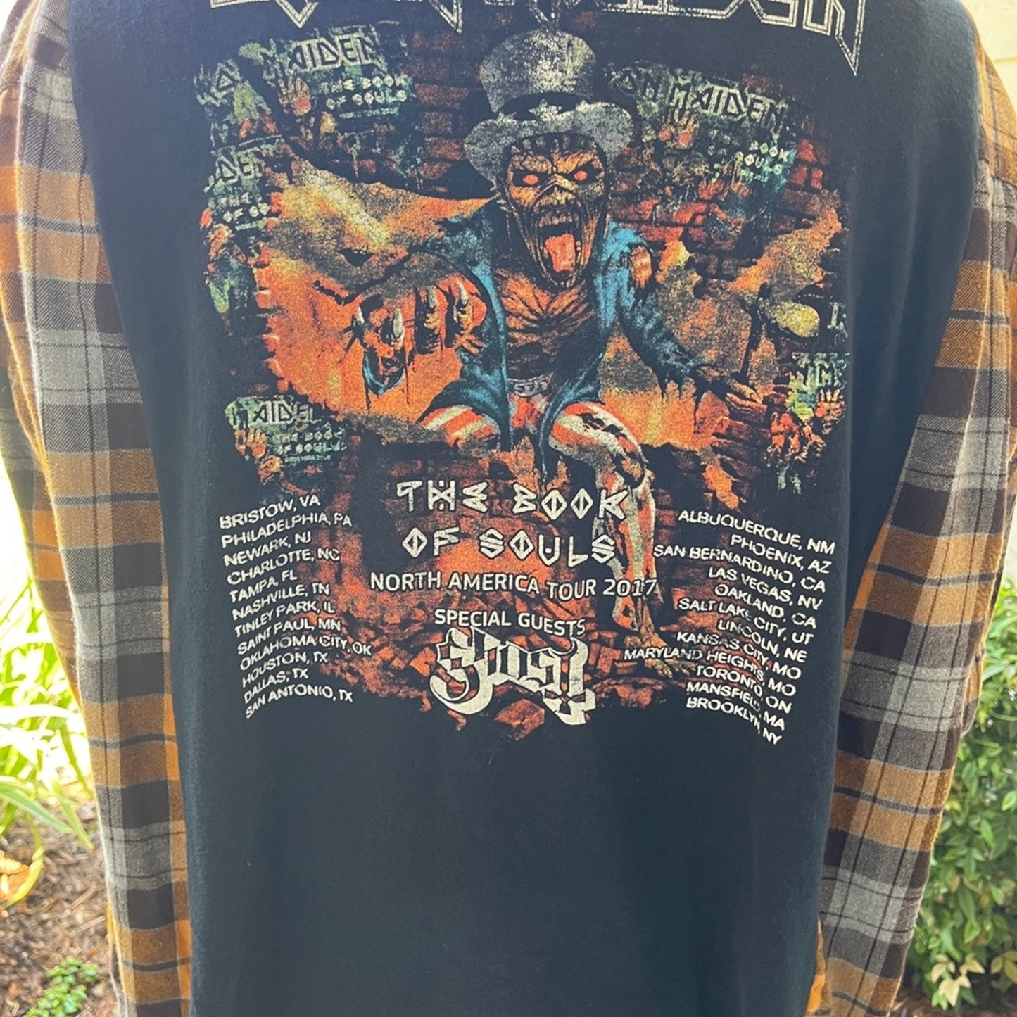 Iron Maiden Flannel Shirt Sweatshirt upcycled one of a kind one size