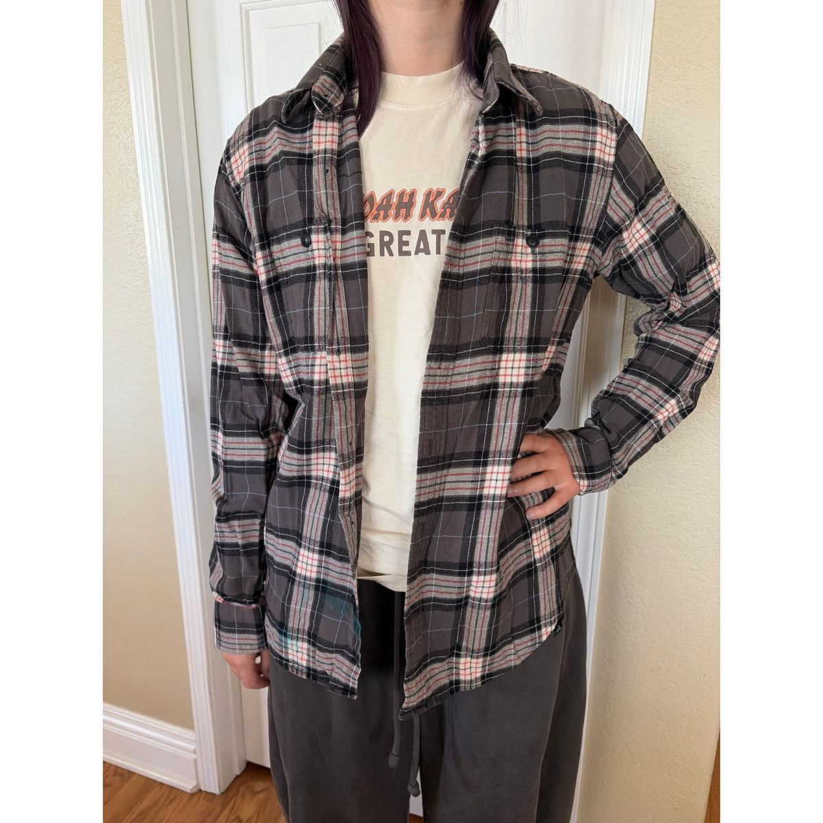 In n Out Upcycled Flannel Shirt Unisex Size Medium M