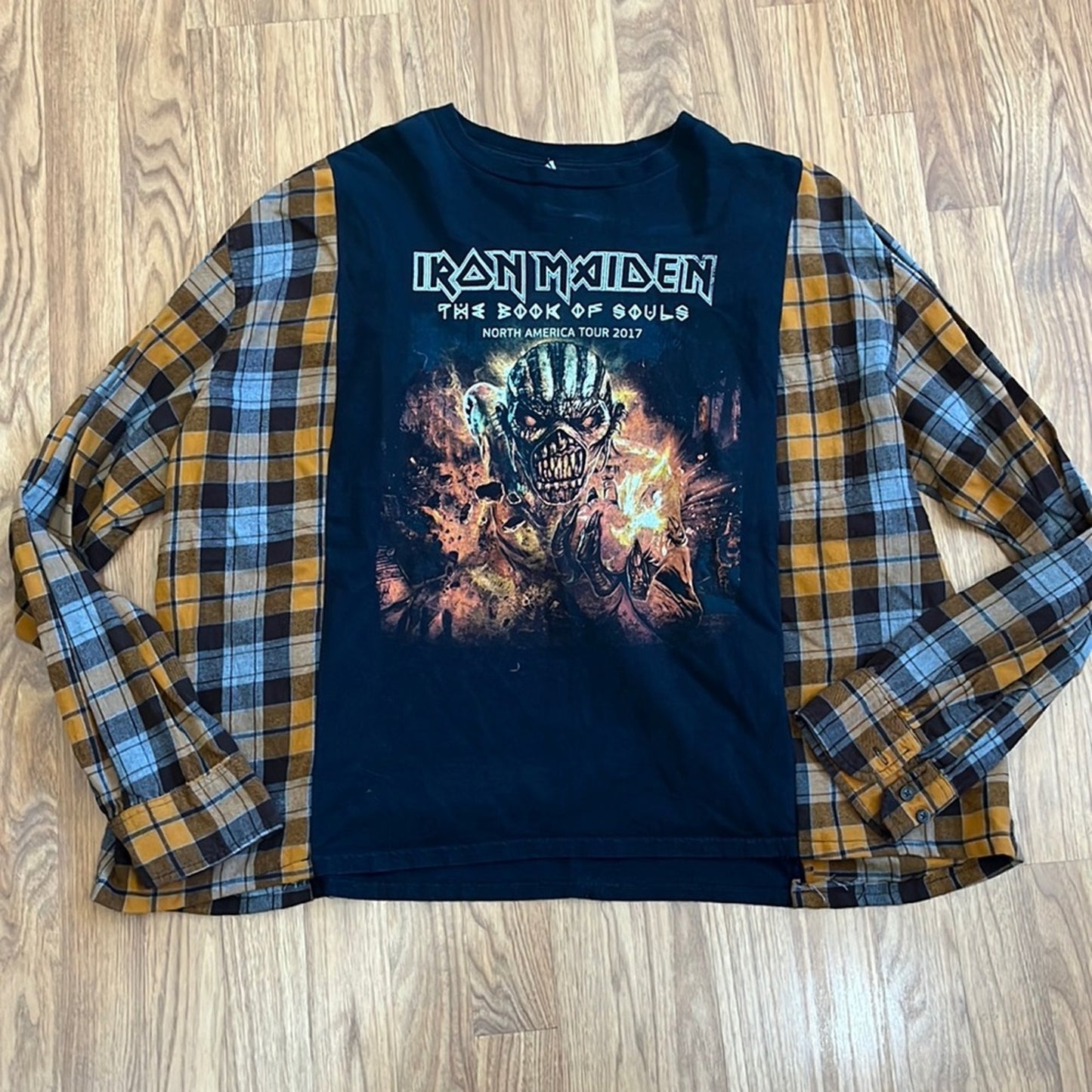 Iron Maiden Flannel Shirt Sweatshirt upcycled one of a kind one size