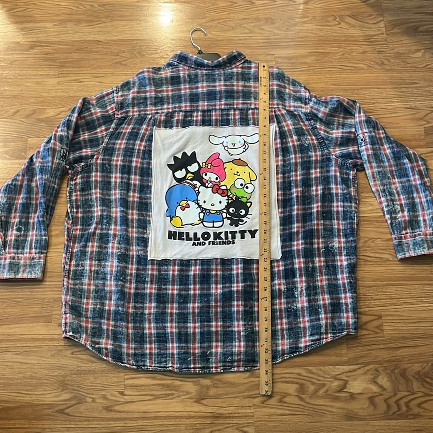 Hello Kitty and Friends Upcycled Flannel Shirt Unisex Size 3XLT