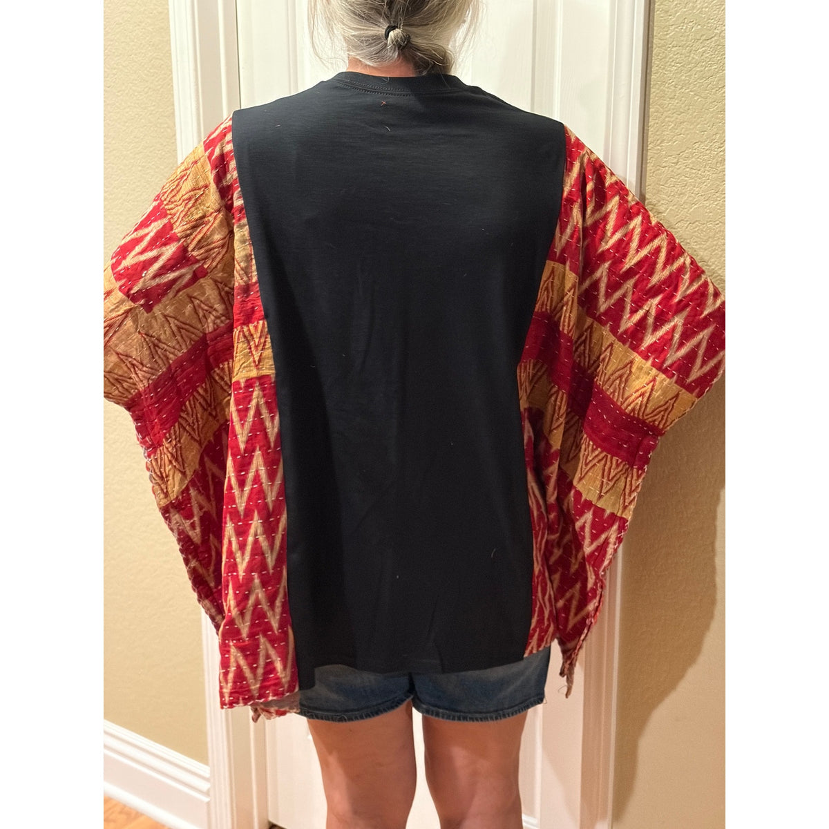 Queen Upcycled Kantha Tunic Top Shirt OS Handmade Bohemian Hippie