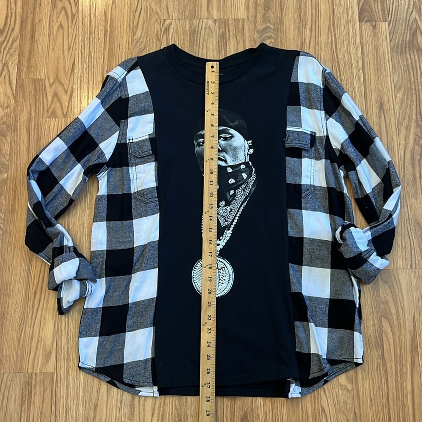 50 cent Flannel Sweatshirt Shirt upcycled unisex one size