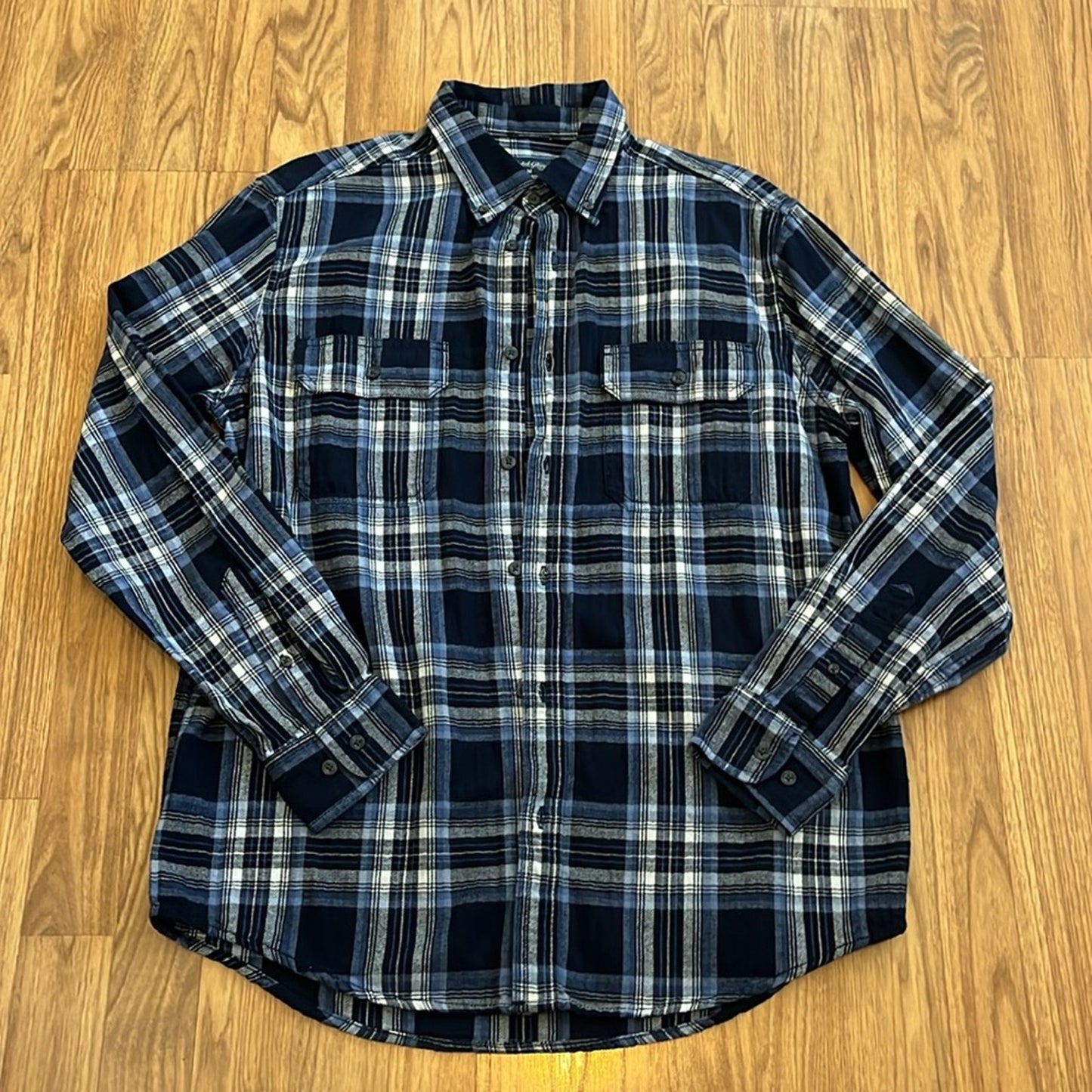 Blue Lives Matter Flag Flannel Shirt upcycled unisex Medium M