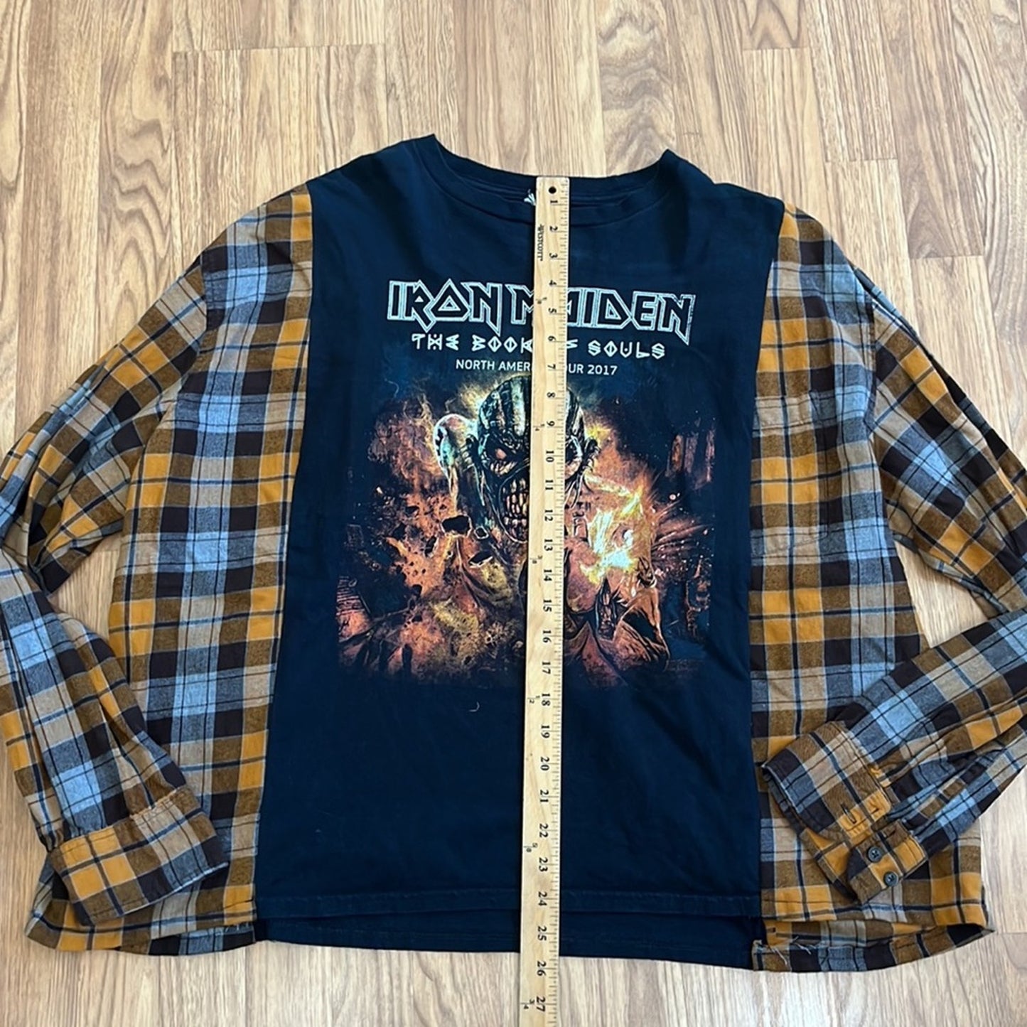 Iron Maiden Flannel Shirt Sweatshirt upcycled one of a kind one size