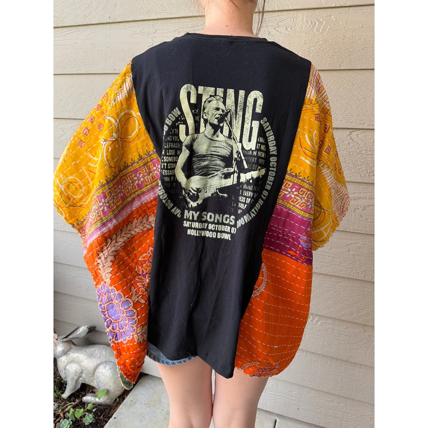 Sting Upcycled Kantha Tunic Top Shirt OS Handmade Bohemian Hippie