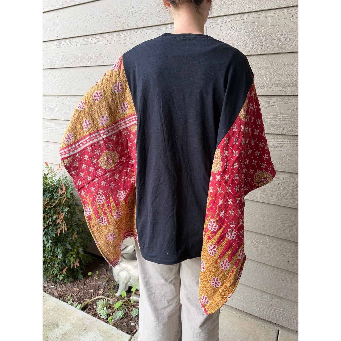 Rod Stewart Upcycled Kantha Tunic Top Shirt OS Handmade Boho