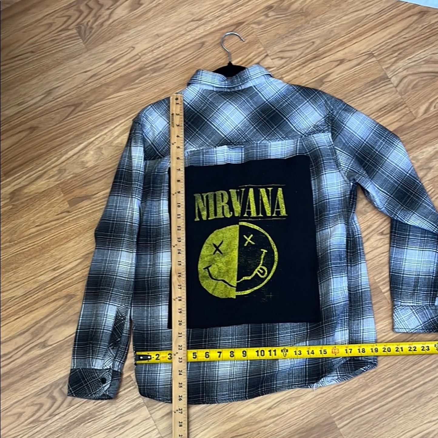 Nirvana Upcycled Flannel Shirt Handmade Unisex Size Small S