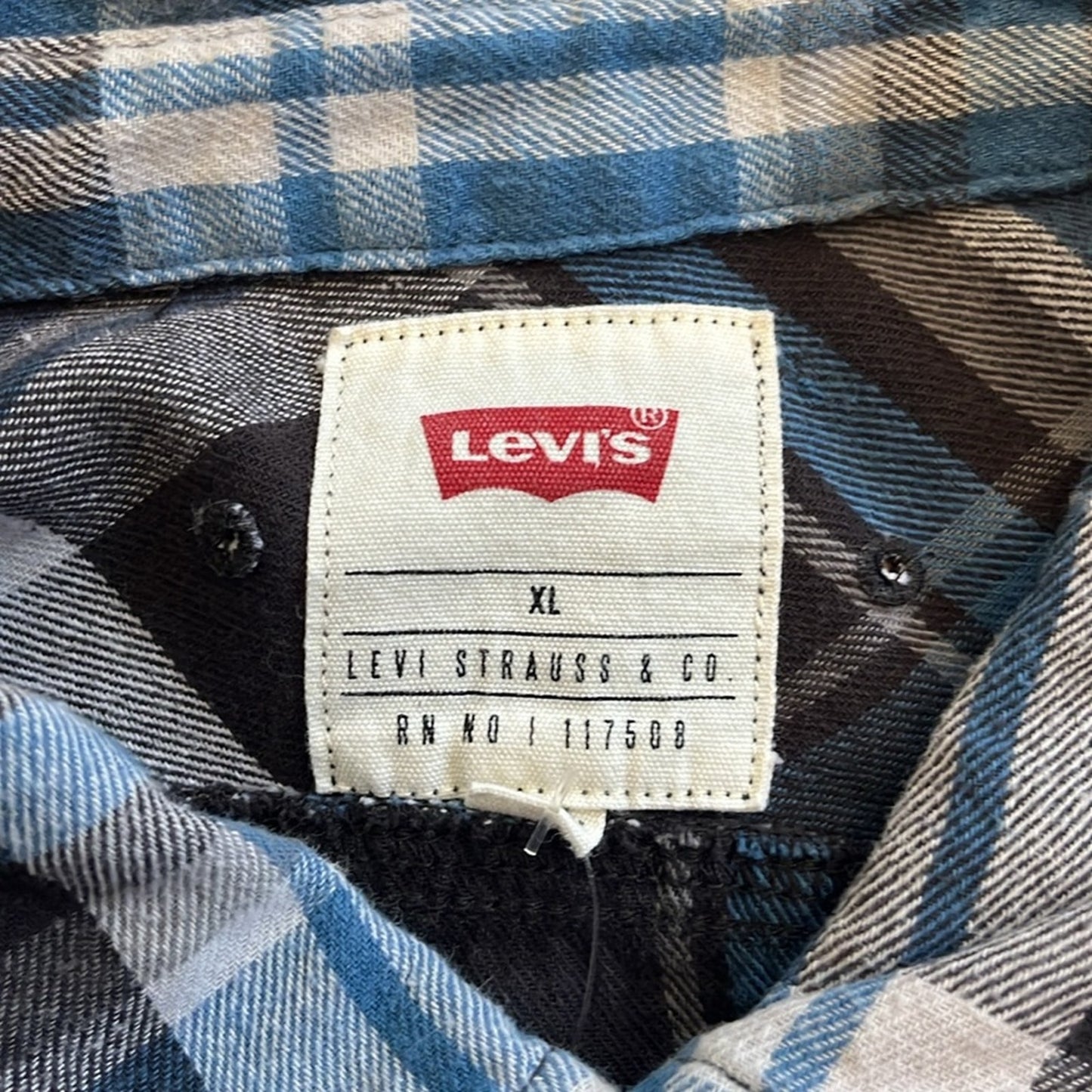 Honor Serve Protect Blue Flag Flannel Shirt Upcycled unisex Size XL X- Large