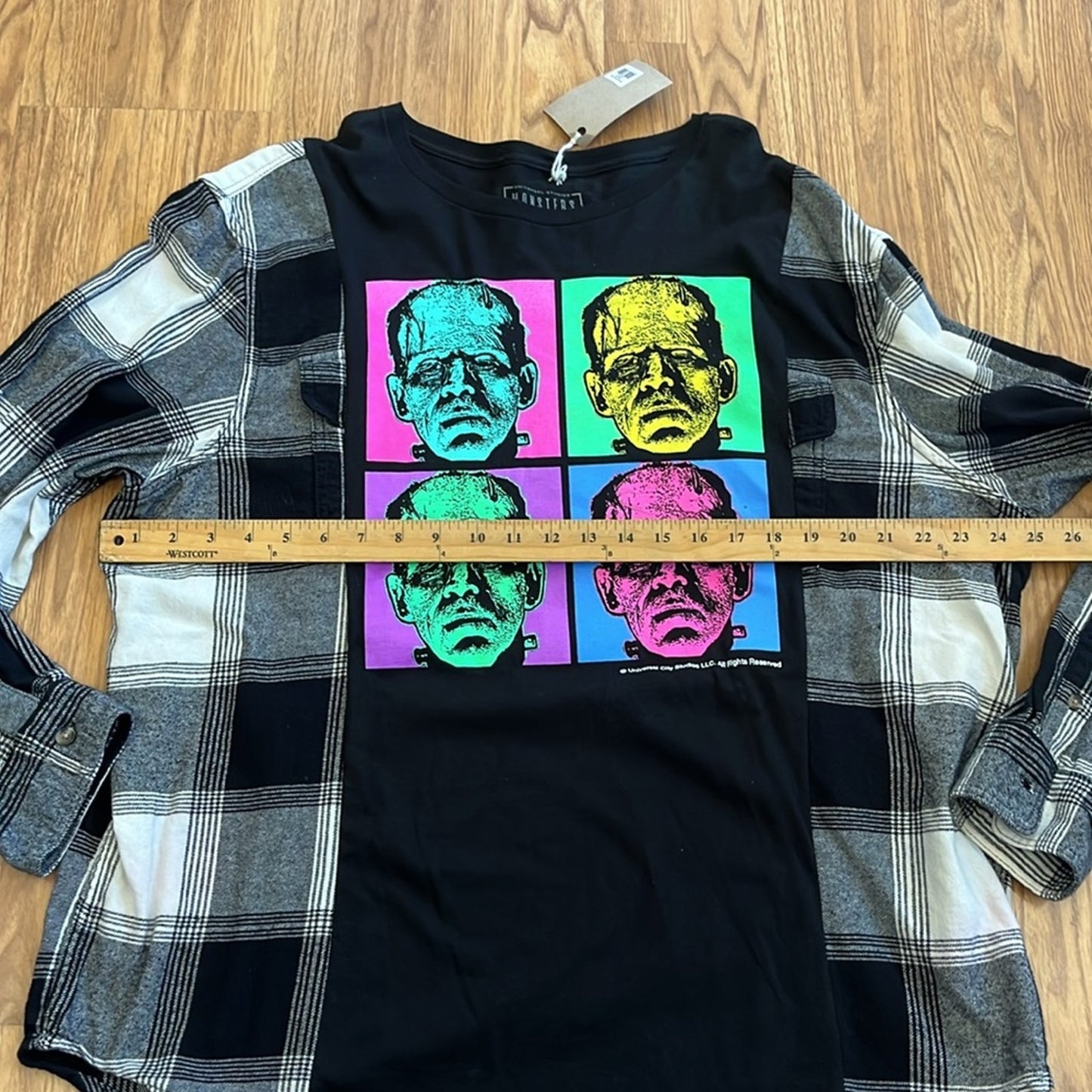 Frankenstein Halloween Flannel Shirt / Sweatshirt upcycled unisex one size