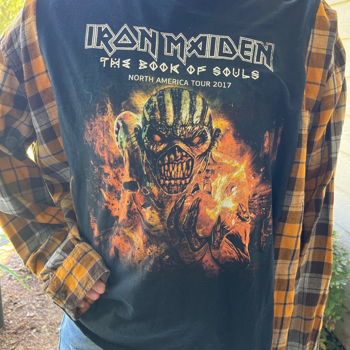 Iron Maiden Flannel Shirt Sweatshirt upcycled one of a kind one size