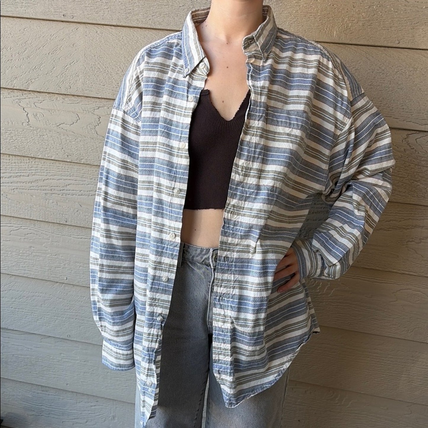 Harmony Light Peace Upcycled Flannel Shirt Unisex Size XL Handmade