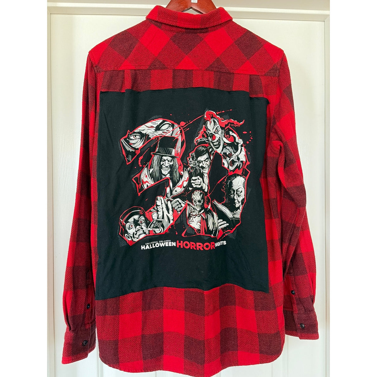 Halloween Horror Nights Upcycled Flannel Shirt Unisex Medium M