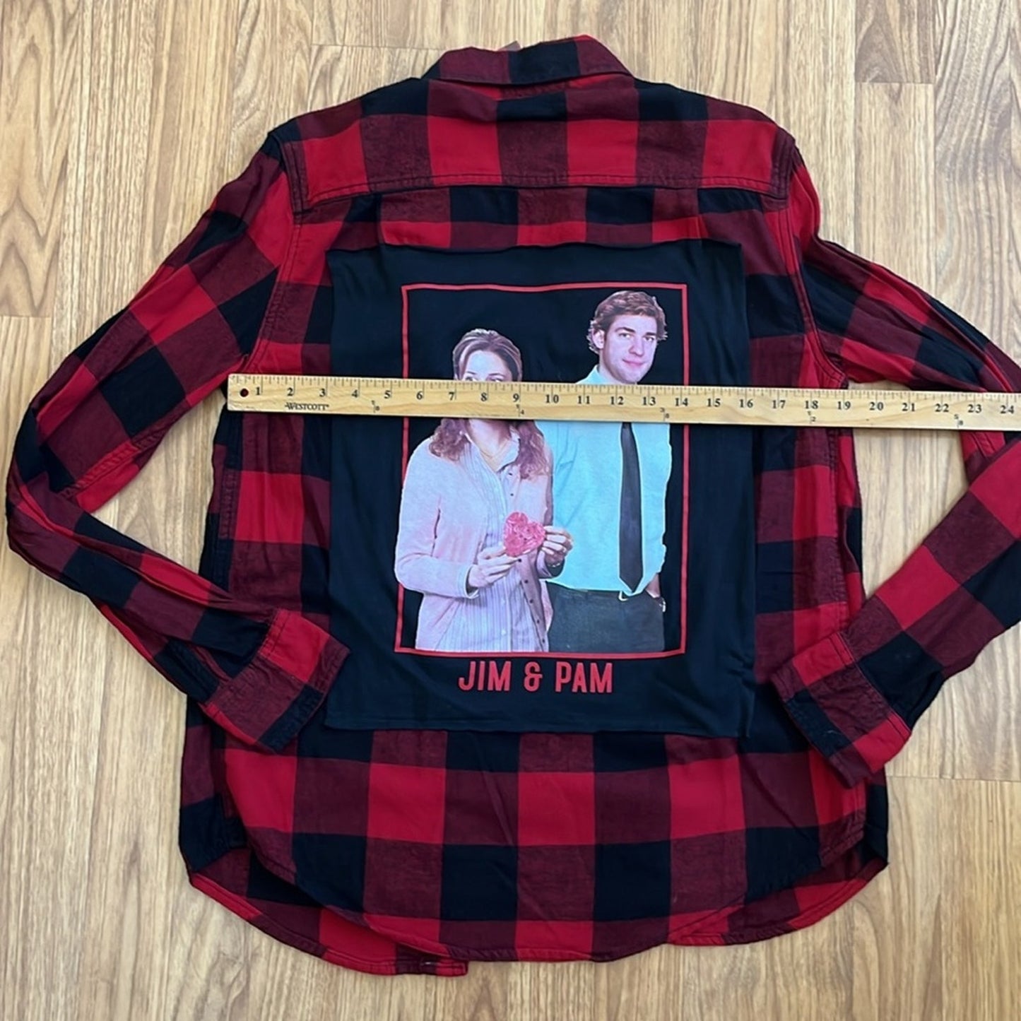 Pop Culture Jim & Pam Flannel Shirt upcycled unisex small