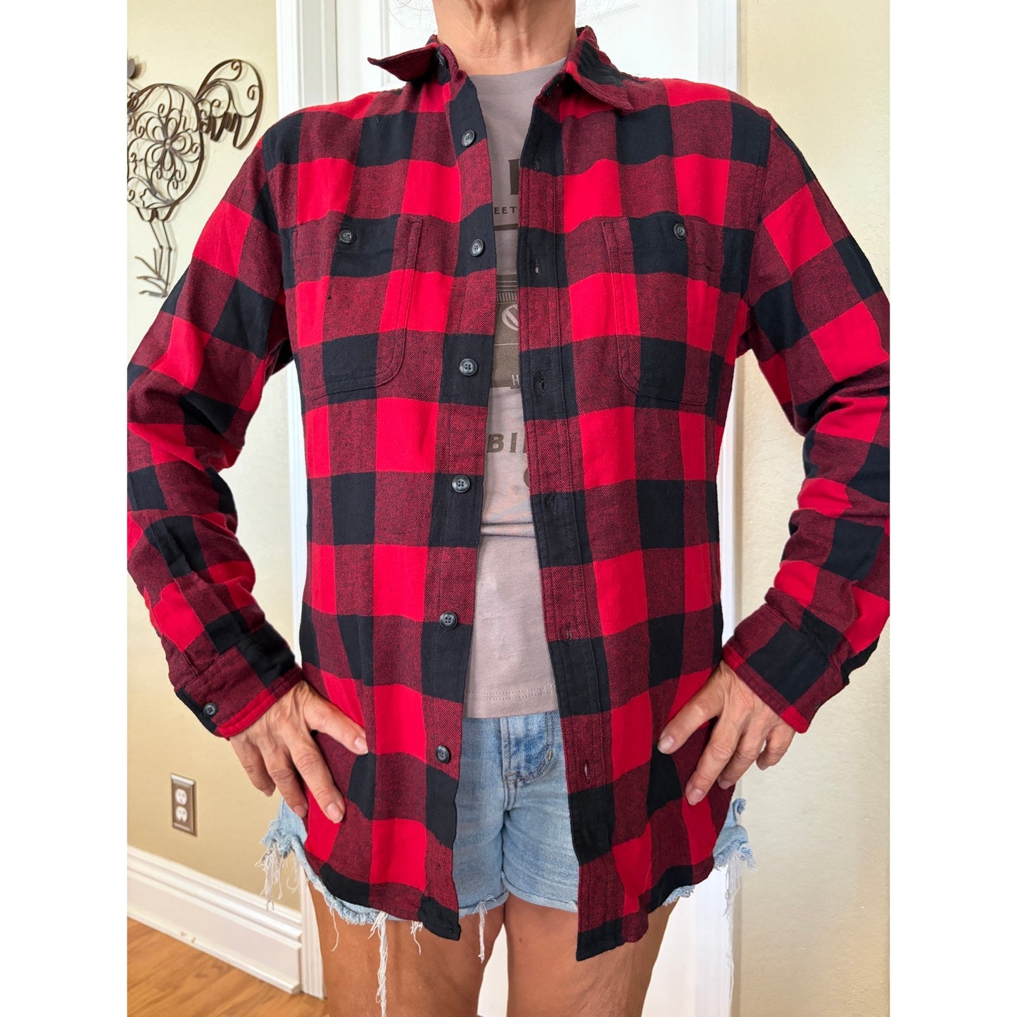 Kansas City Chiefs Upcycled Flannel Shirt Unisex Medium M