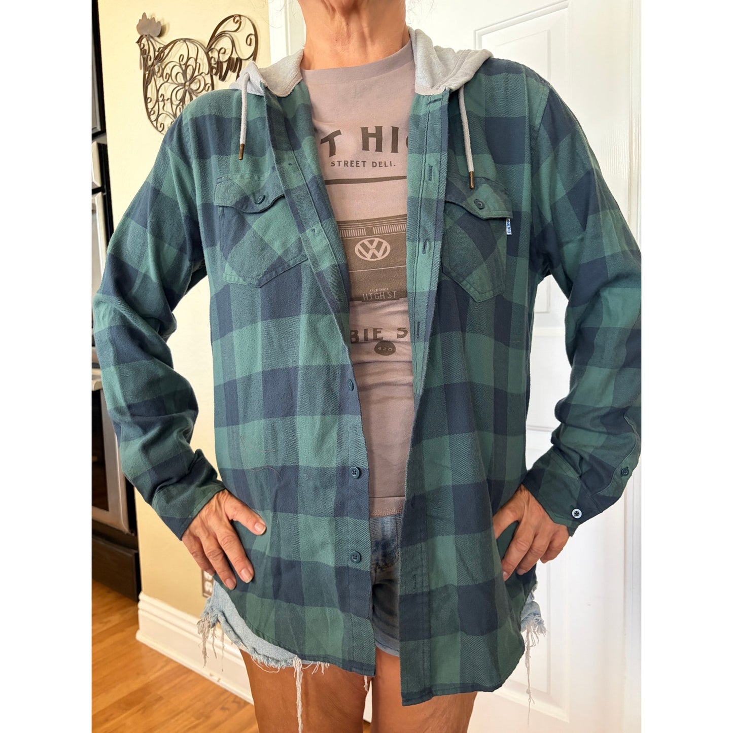 Eagles NFL Upcycled Flannel Shirt Unisex Size Large L