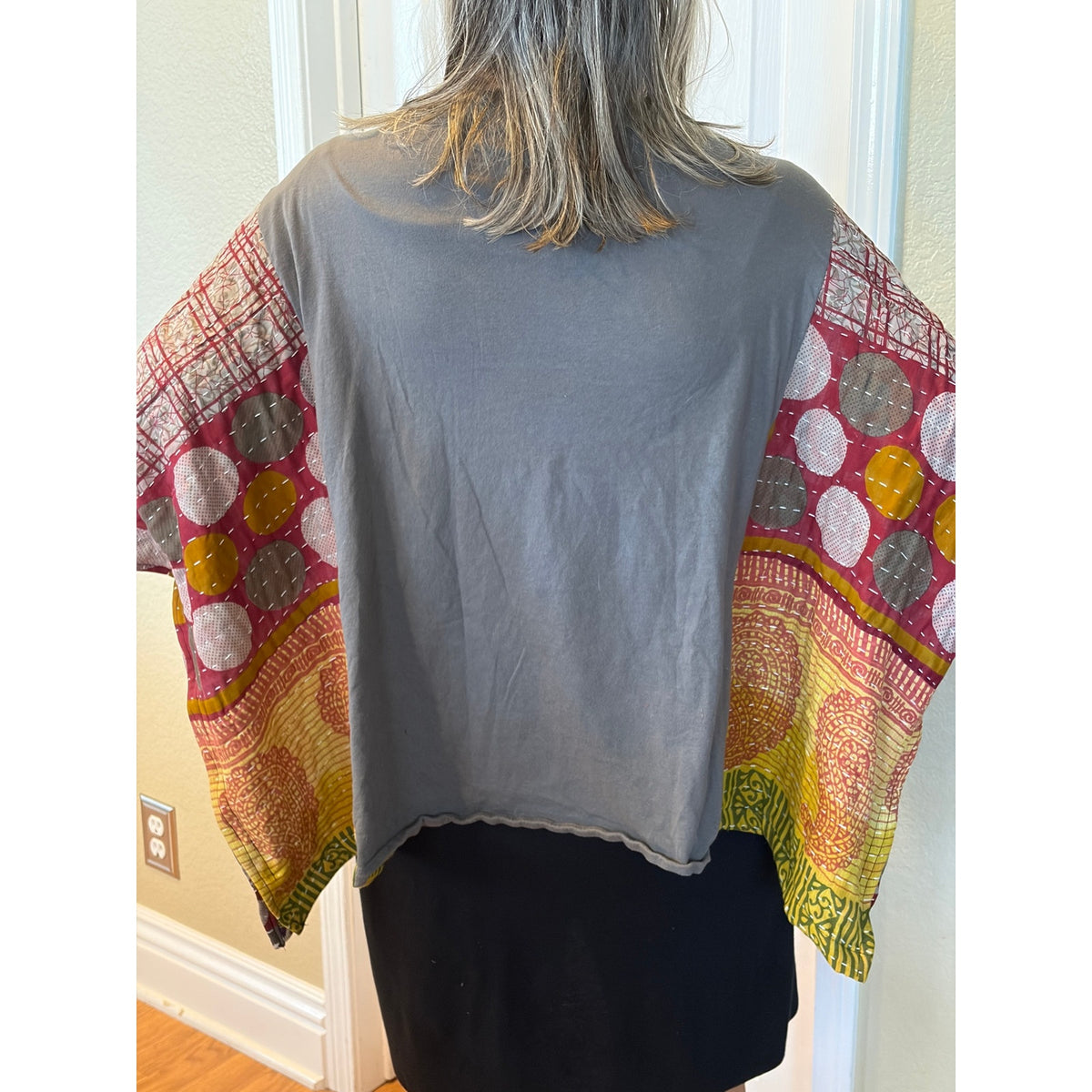 Frida Kahlo Upcycled Kantha Tunic Top Shirt OS Handmade Boho