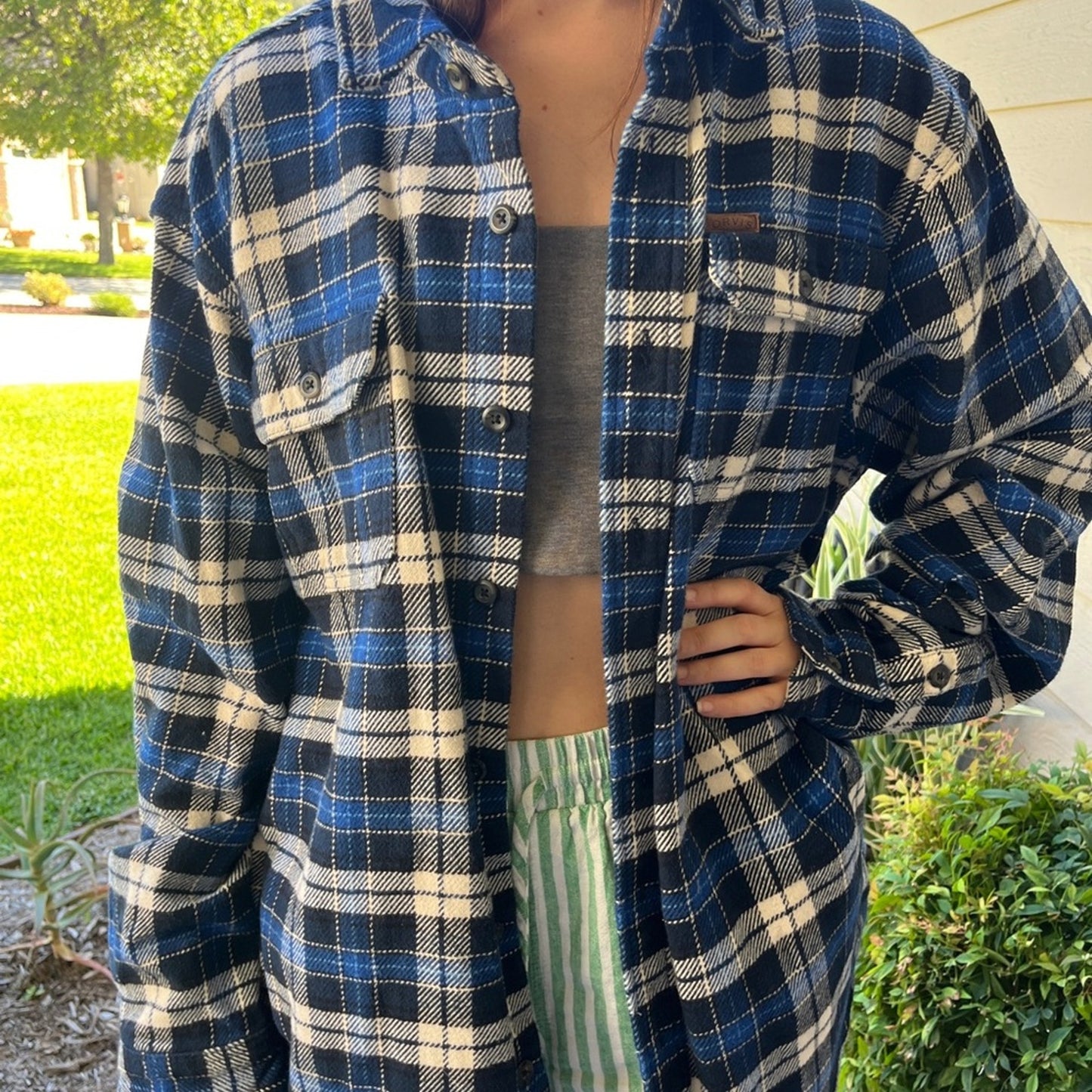 Ford Mustang Flannel Shirt upcycled one of a kind unisex size Large