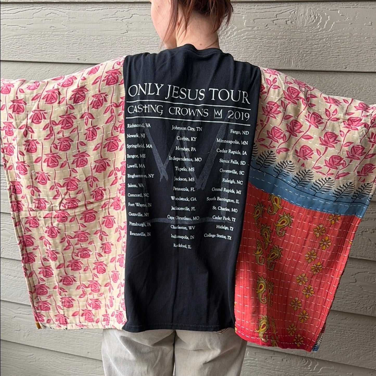 Casting Crowns Upcycled Kantha Tunic Top Shirt OS Handmade Bohemian Hippie