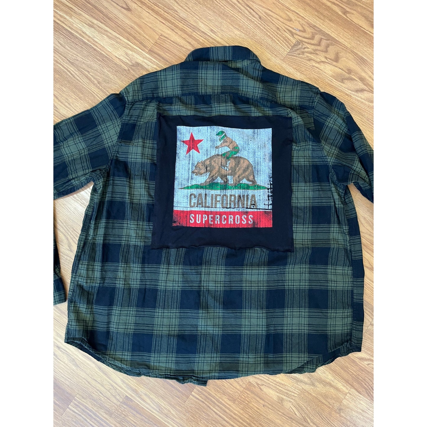 California Supercross Flannel Shirt upcycled one of a kind XXL unisex