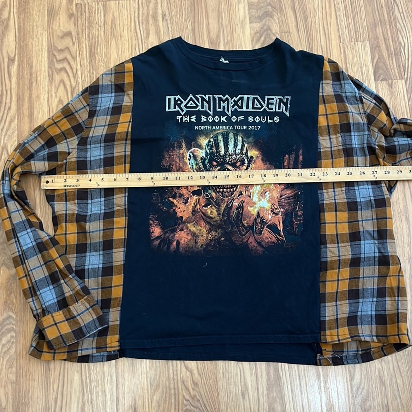 Iron Maiden Flannel Shirt Sweatshirt upcycled one of a kind one size
