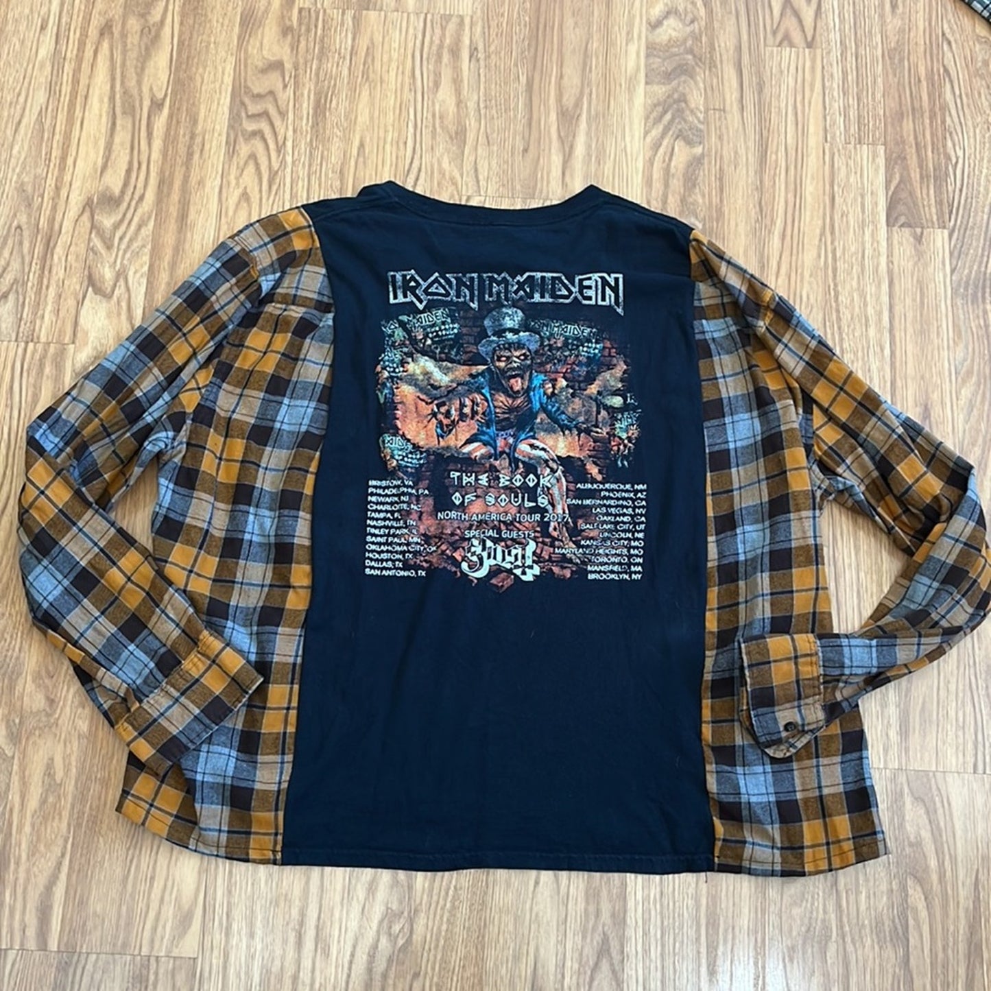 Iron Maiden Flannel Shirt Sweatshirt upcycled one of a kind one size