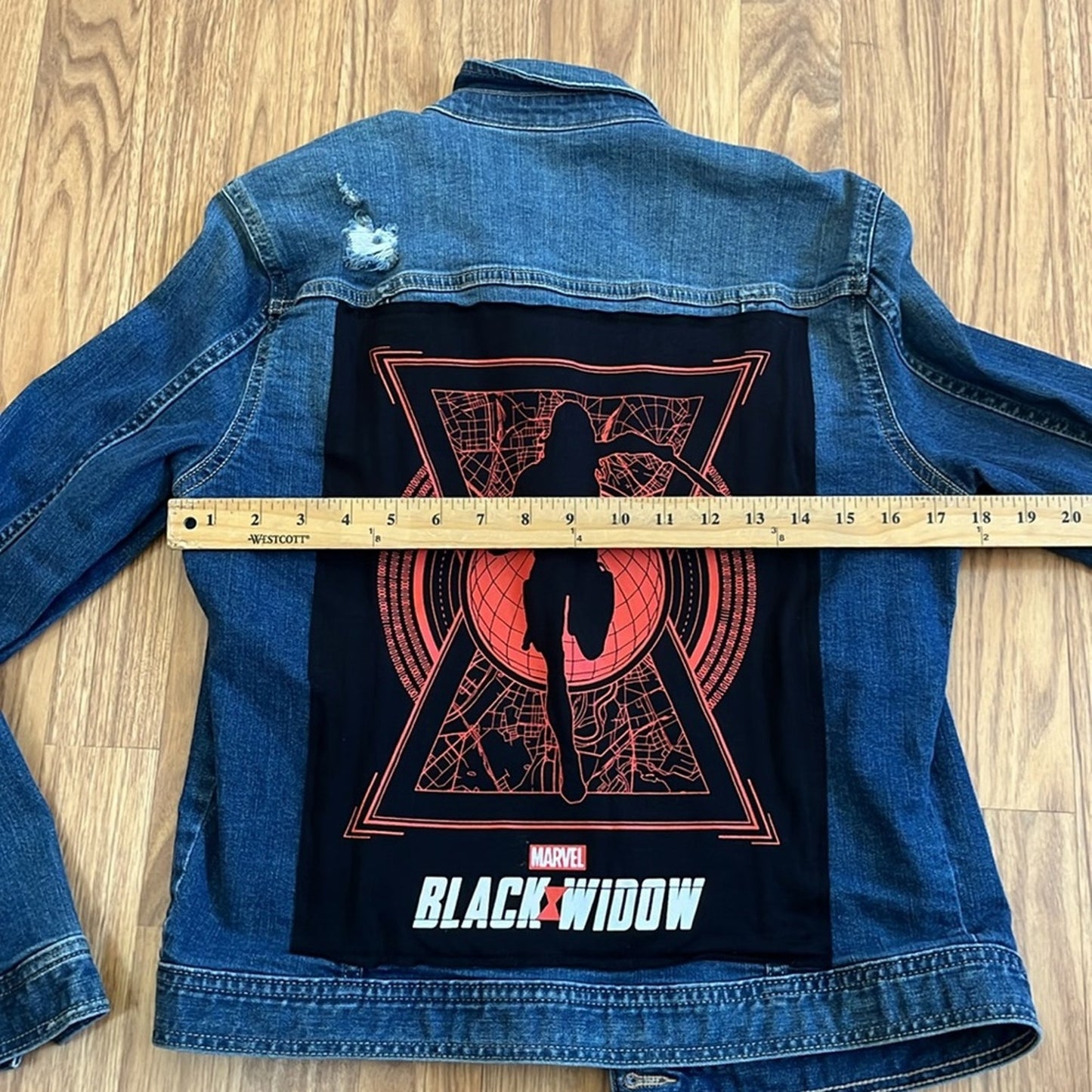 Pop Culture Jean Jacket upcycled one of a kind Medium