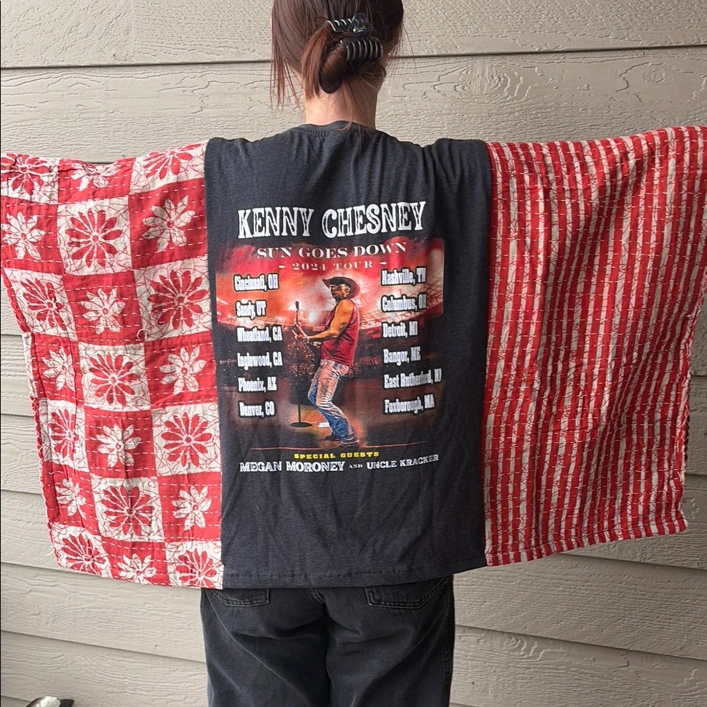 Kenny Chesney Upcycled Kantha Tunic Top Shirt OS Handmade Bohemian Hippie