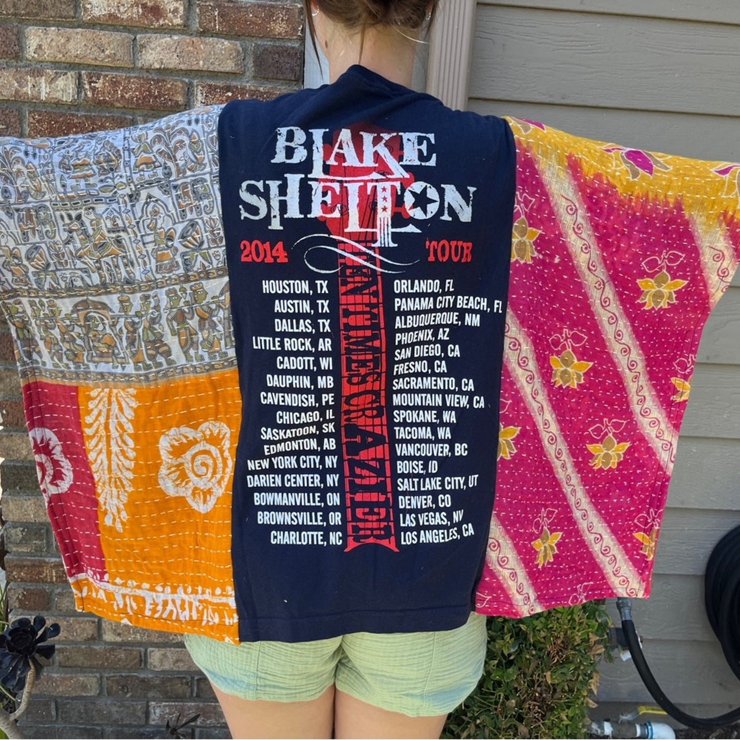 Blake Shelton Upcycled Kantha Tunic Top Shirt OS Handmade