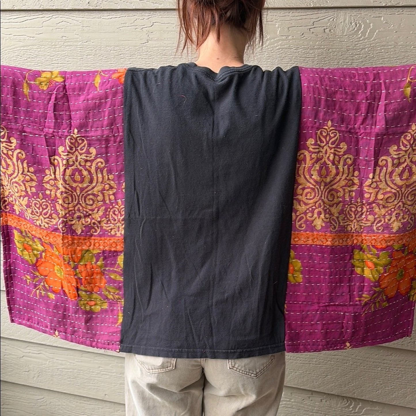 Bob Marley Upcycled Kantha Tunic Top Shirt OS Handmade Bohemian