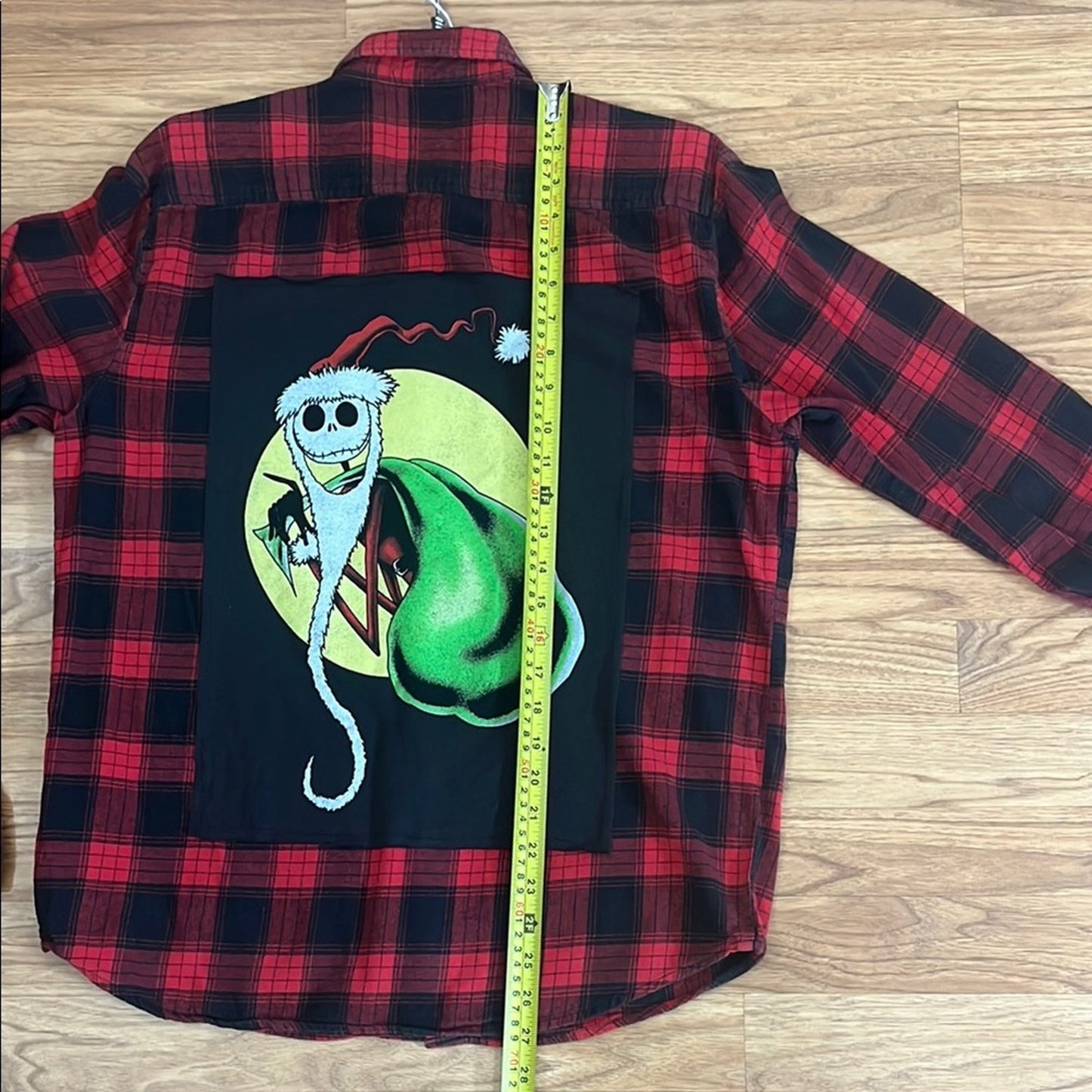 Upcycled Nightmare before Christmas Flannel Shirt Unisex Size Medium M