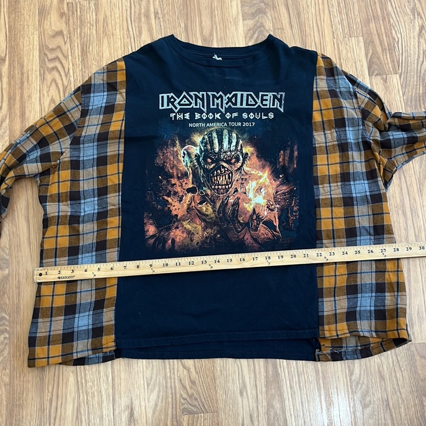 Iron Maiden Flannel Shirt Sweatshirt upcycled one of a kind one size