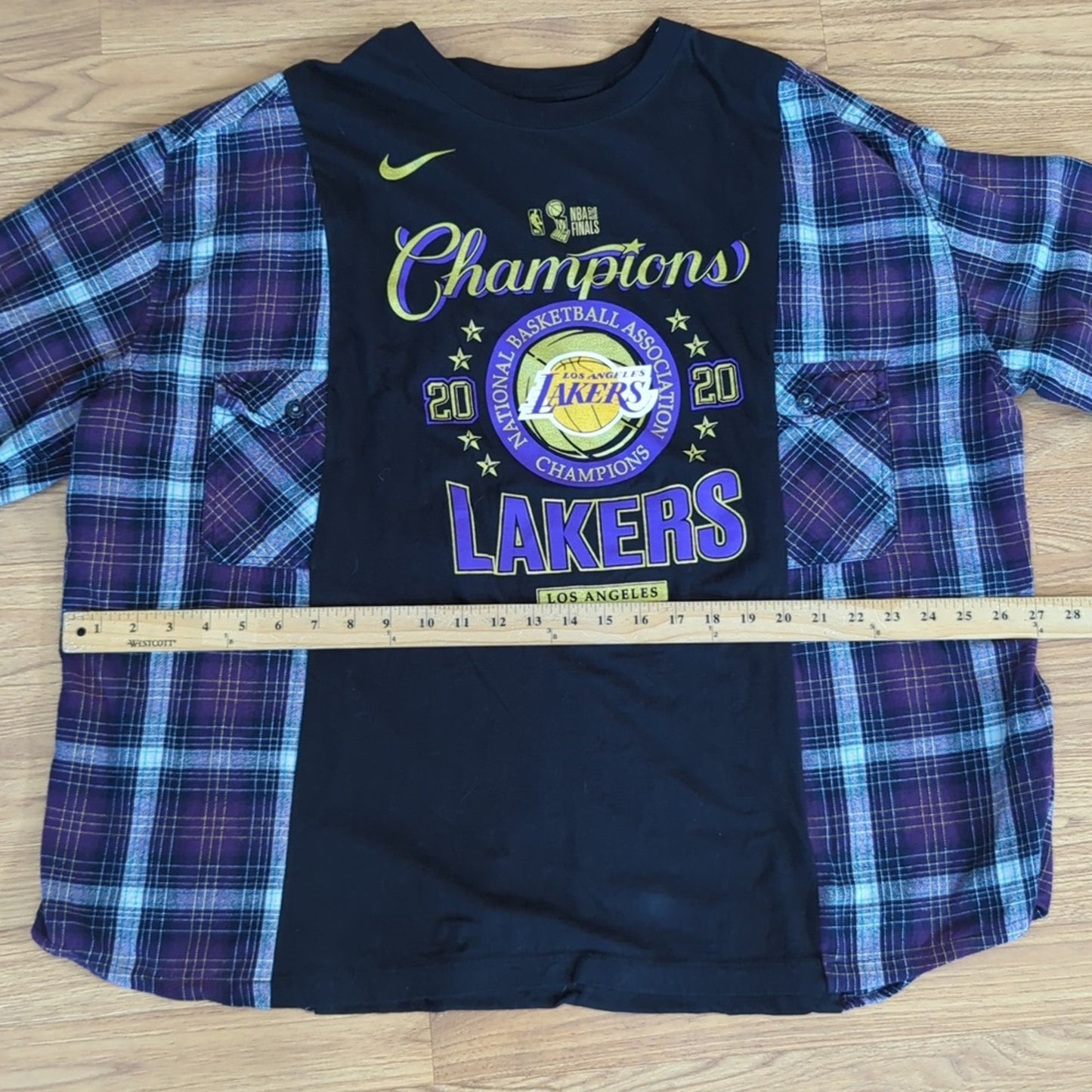 LA Lakers 2020 Champions Upcycled Flannel Shirt One of a kind reworked unisex
