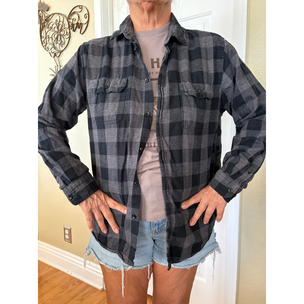 LA Rams NFL Upcycled Flannel Shirt Unisex Size Large L