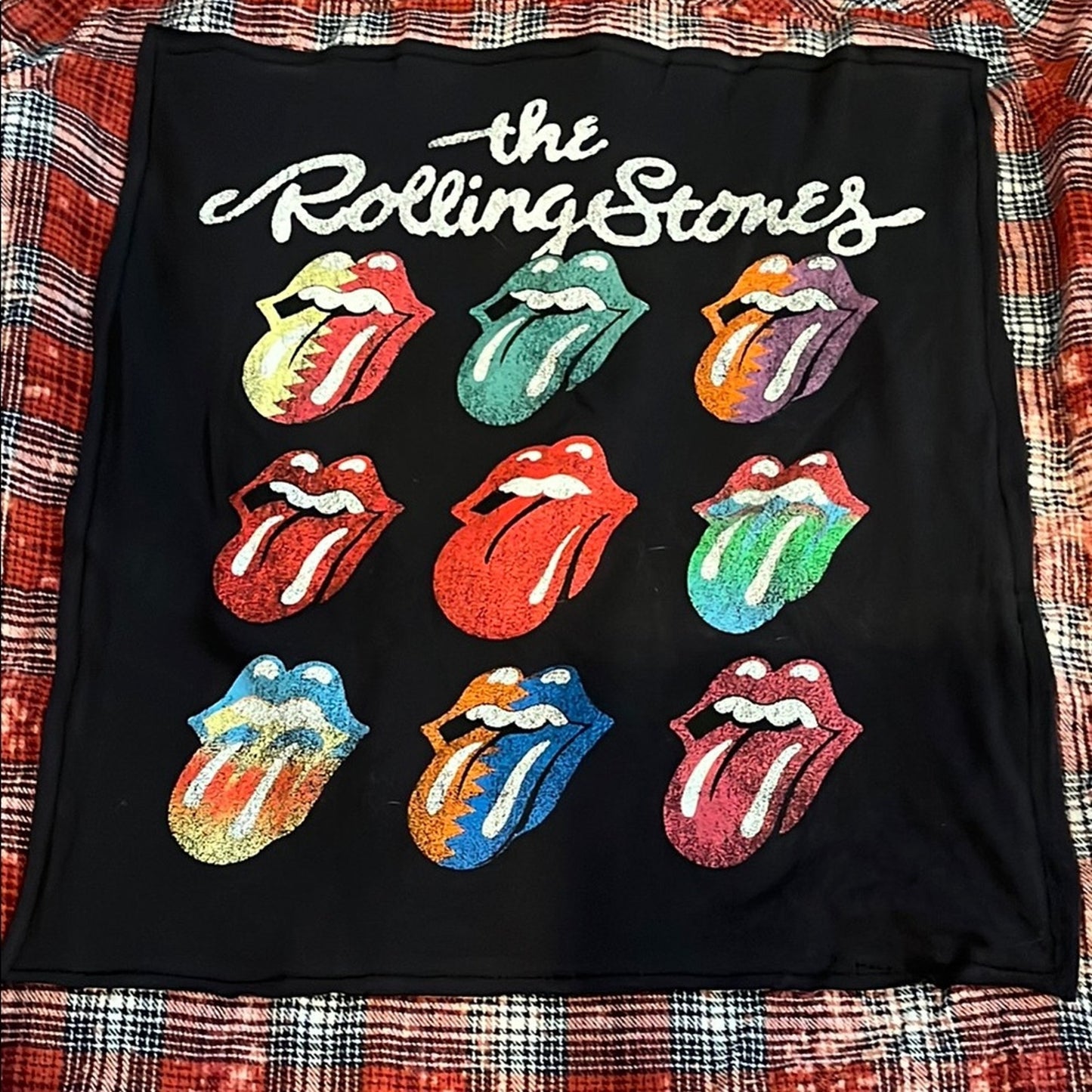 The Rolling Stones Flannel Shirt Upcycled Bleached Size Small S