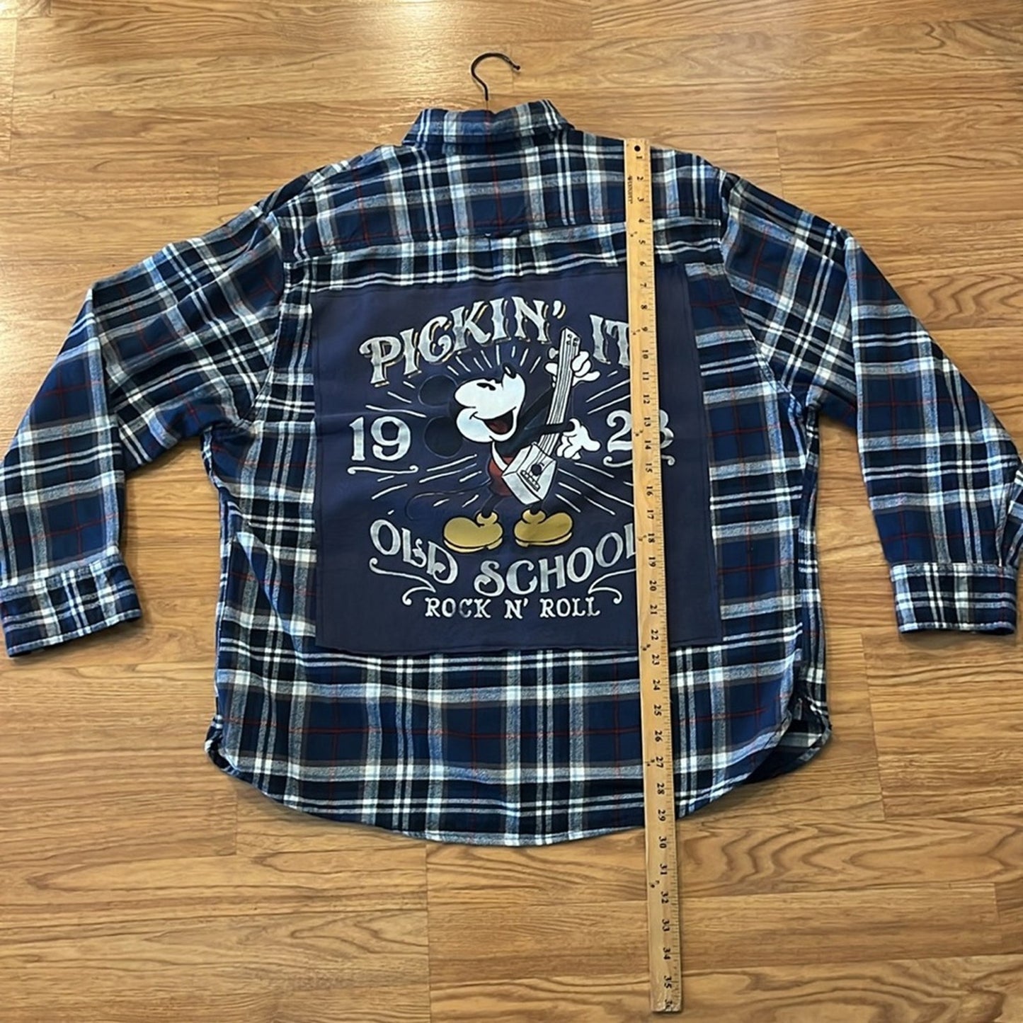 Mickey Mouse Disney Old School Upcycled Flannel Shirt Unisex Size XL X-large