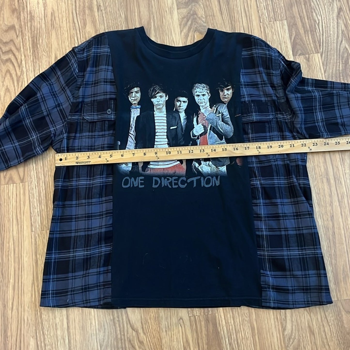 One Direction Flannel Sweatshirt Top upcycle one Size