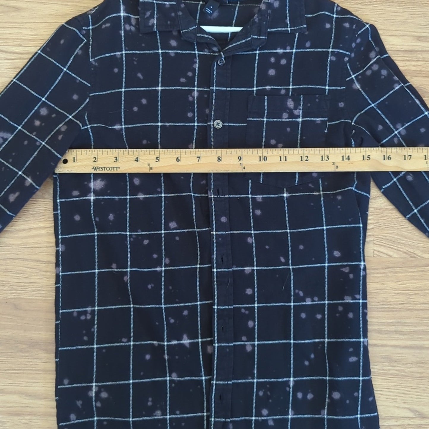 Ninja or Nice ? Holiday Flannel Shirt upcycled Bleached unisex Size Medium