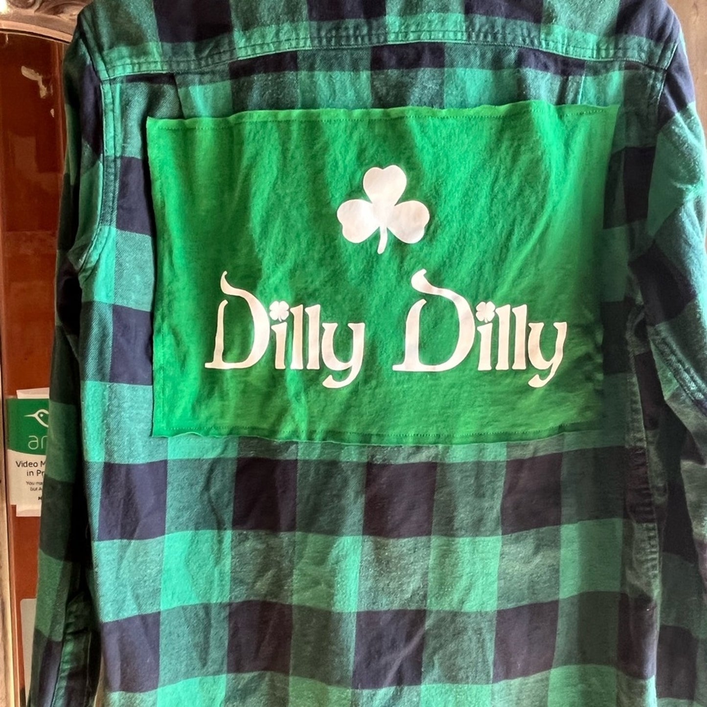 Dilly Dilly St. Patty's Day Upcycled Flannel Shirt Handmade Unisex Size Medium M