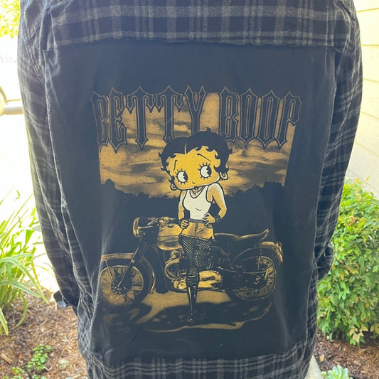 Betty Boop Flannel Shirt upcycled one of a Kind unisex XL