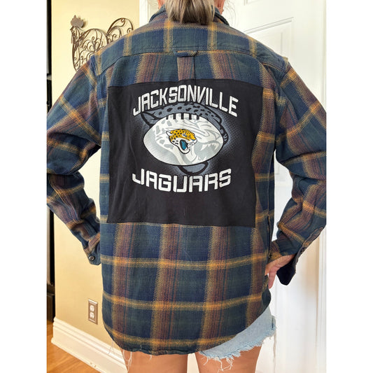 Jacksonville  Jaguars NFL Upcycled Flannel Shirt Unisex Large L