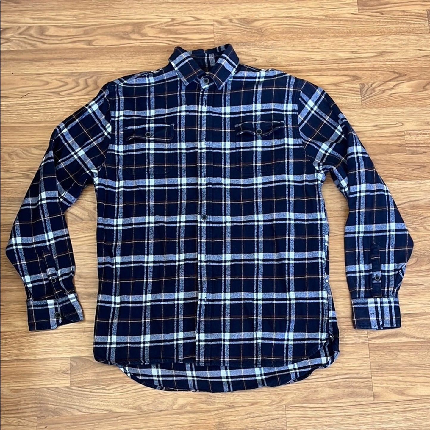 Step Brothers Blue Upcycled Flannel Shirt Unisex Size Large Tall LT