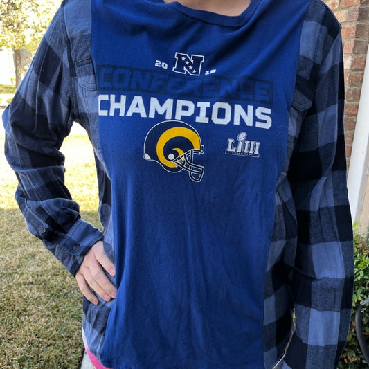 Los Angeles Rams LA Flannel Shirt / Sweatshirt upcycled unisex one size