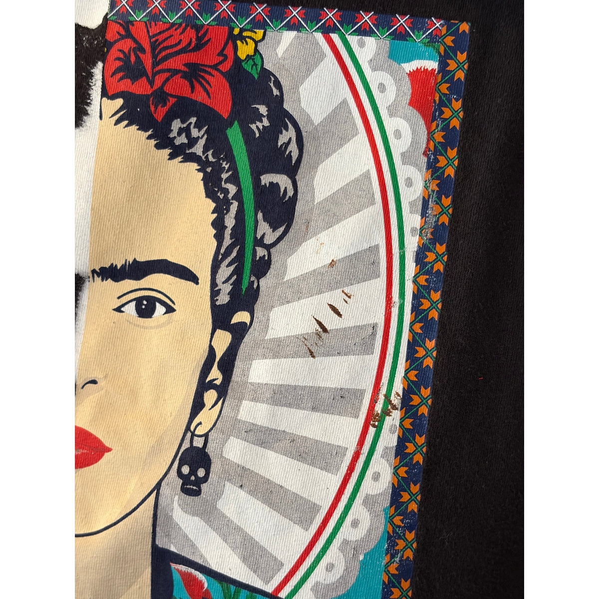 Frida Kahlo Upcycled Kantha Tunic Top Shirt OS Handmade Boho