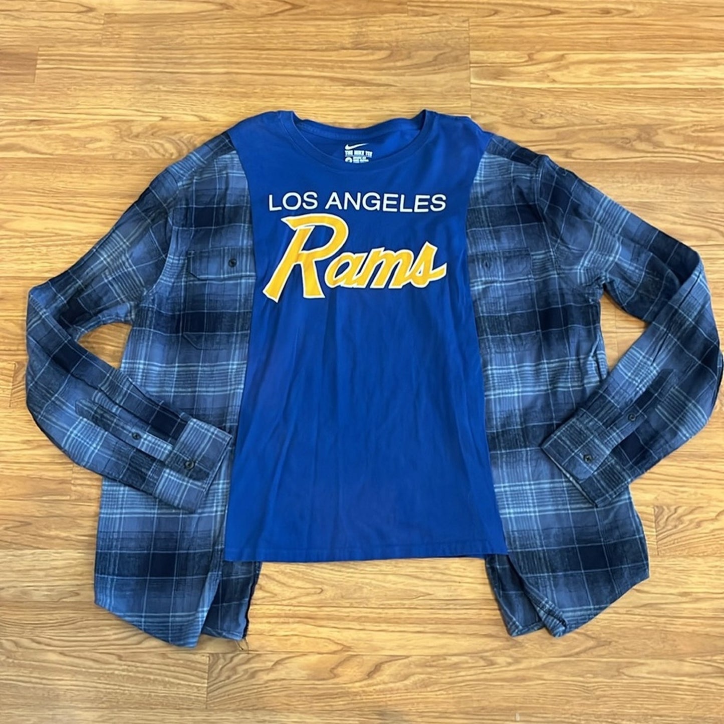 Los Angeles Rams LA Flannel Shirt / Sweatshirt upcycled unisex one size
