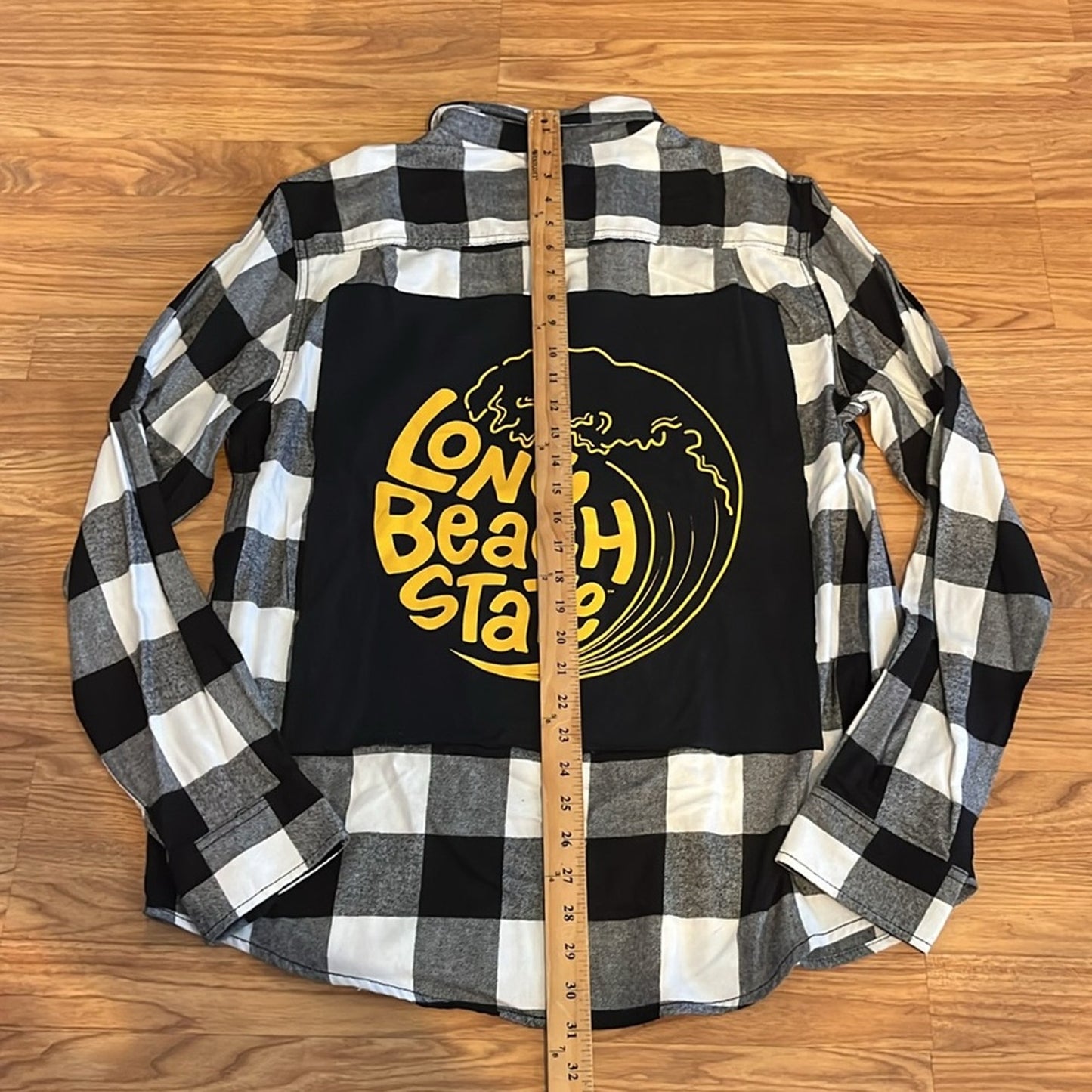 Long Beach State CSULB Flannel Shirt upcycled unisex Size Large L