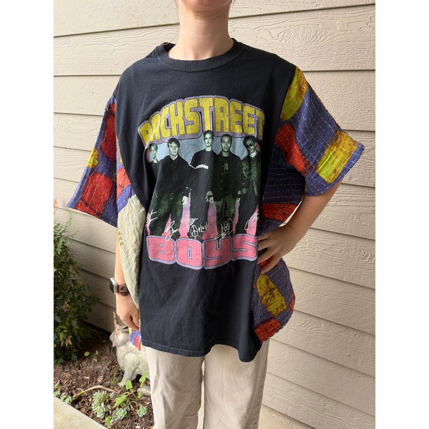 Backstreet Boys Upcycled Kantha Tunic Top Shirt OS Handmade Boho
