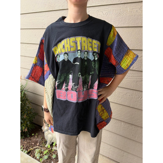 Backstreet Boys Upcycled Kantha Tunic Top Shirt OS Handmade Boho