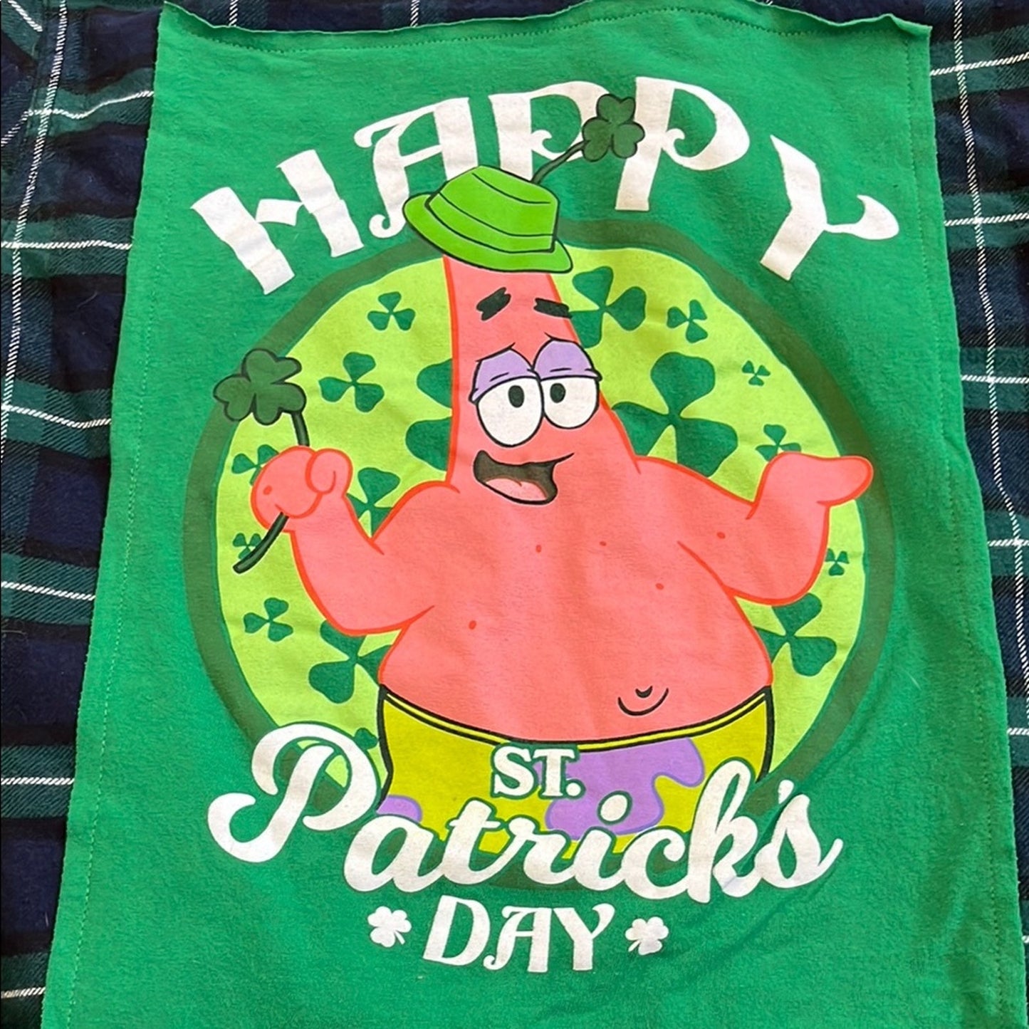 Happy St. Patricks Day Flannel Shirt upcycled unisex Size XS X-Small